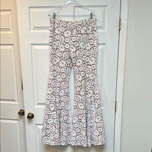 Michael Kors Collection White Floral Wide Leg Pants